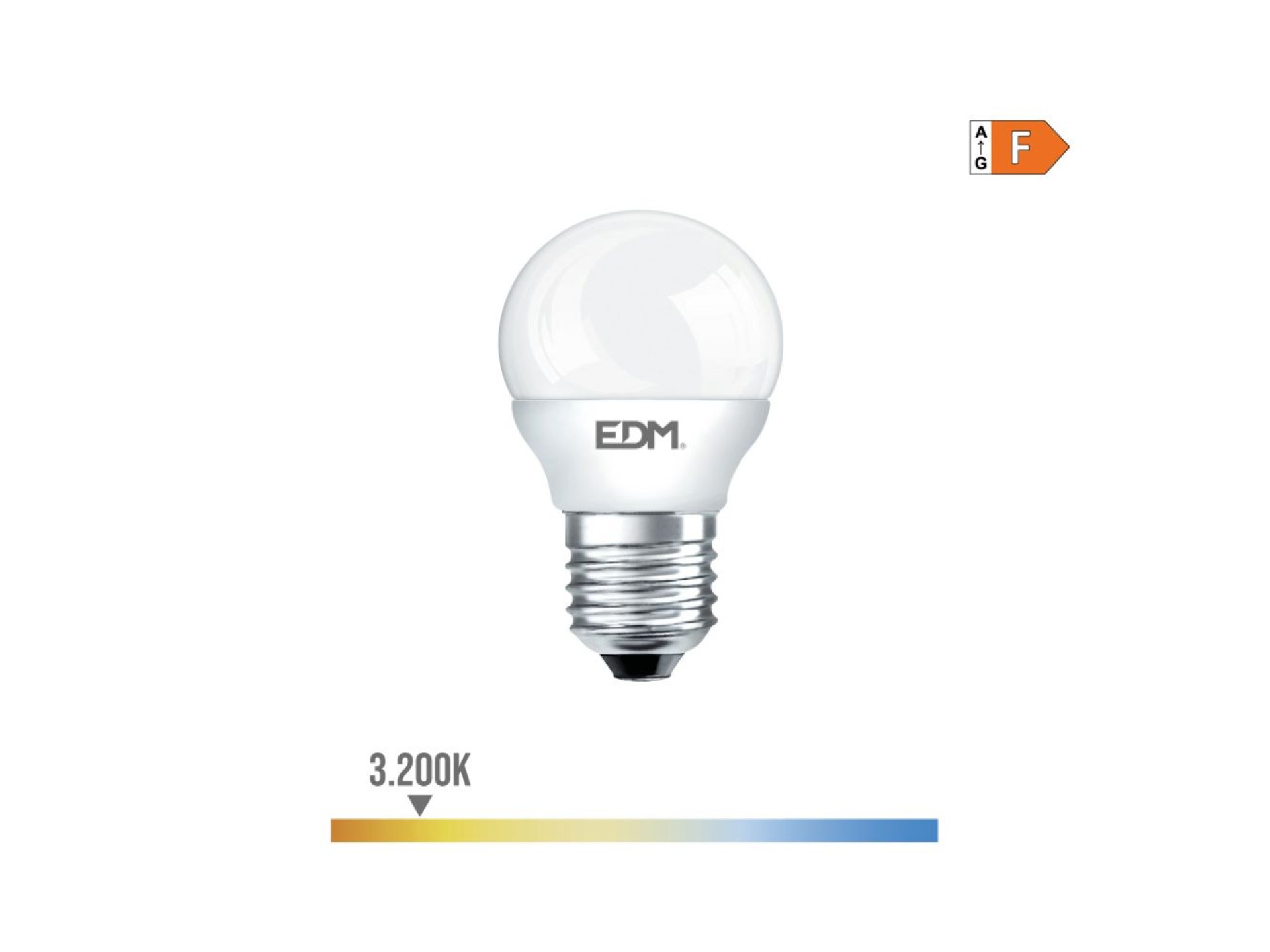 Bombilla esferica led e27 7 w 600 lm 3200 k luz calida ø4,5 x 8 cm