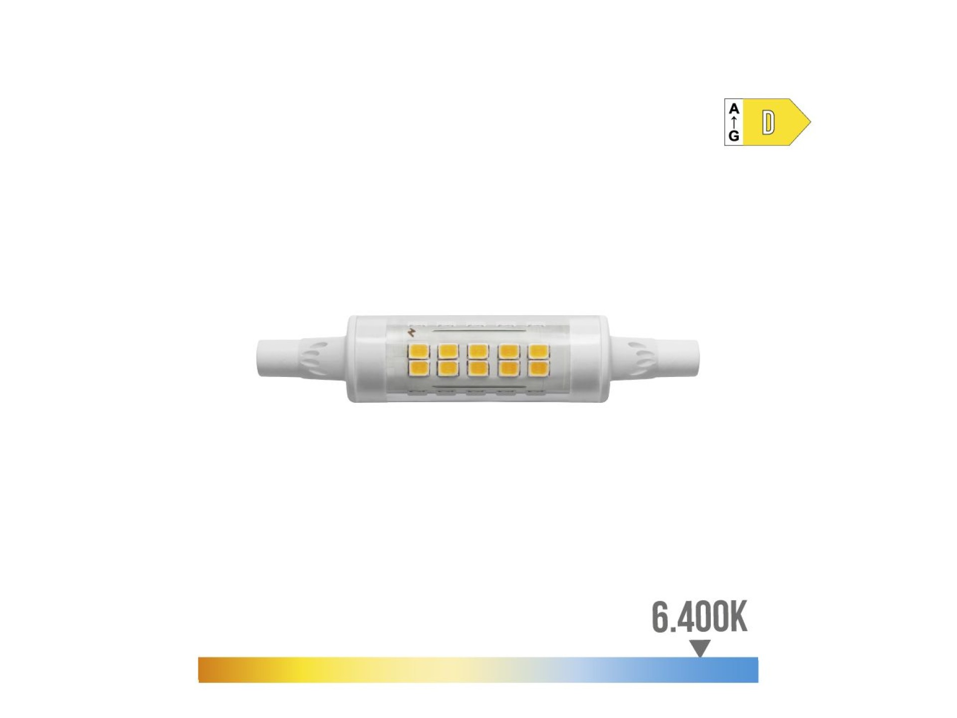 Led lineal bulb 78mm r7s 5.5w 800lm 6400k cold lightø1.6x7.8cm edm