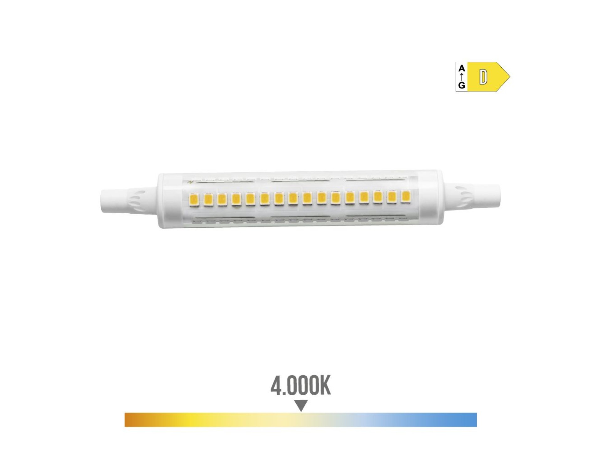 Bombilla lineal led 118mm r7s 9w 1250lm 4000k luz dia ø1,6x11,8cm edm