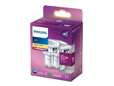 Bombilla gu10 led 4,6 w 355 lm 2700 k luz c�lida, 2 uds