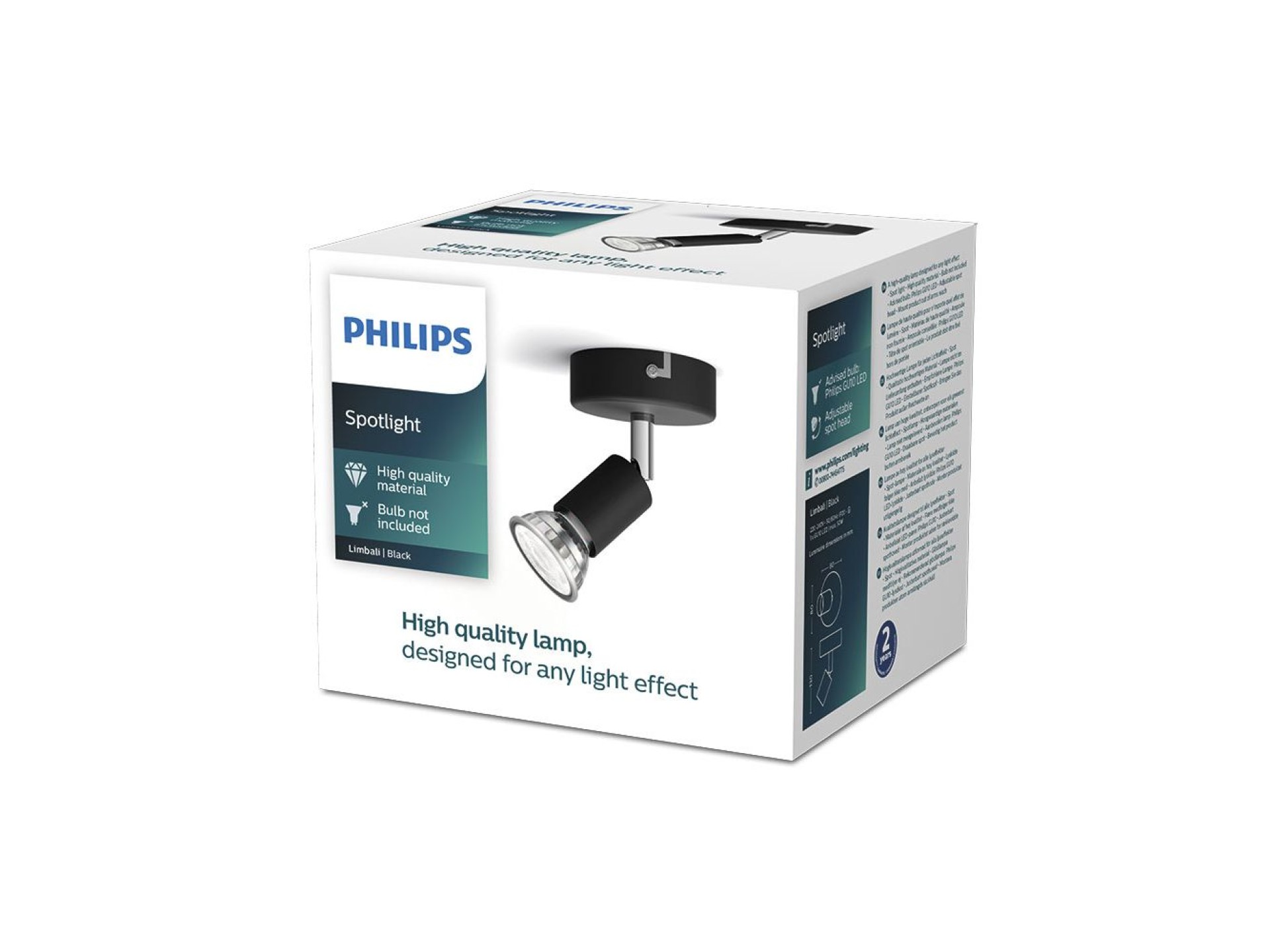 1-element limbali gu10 spotlight (bulb not included) black ø 8 x 13 cm