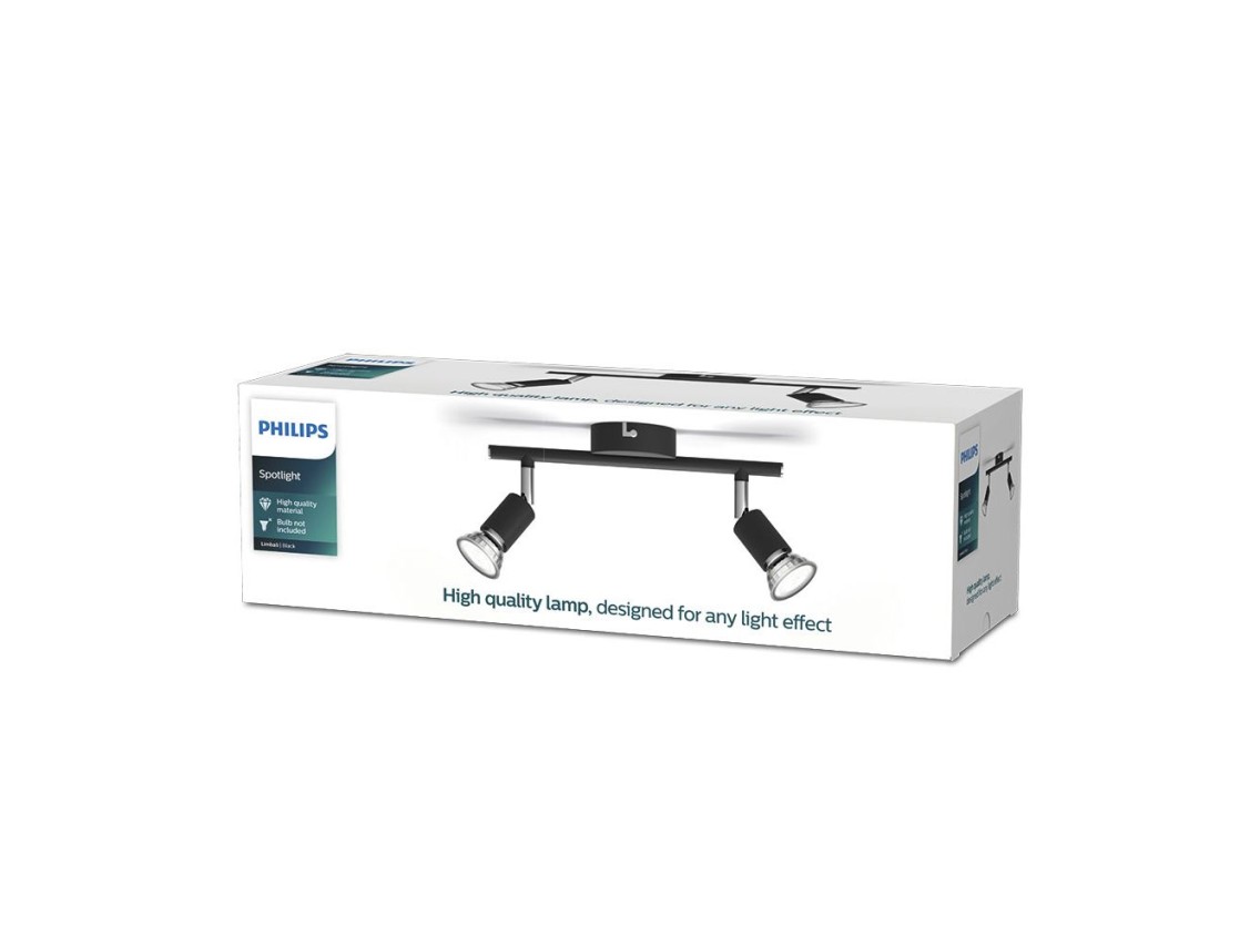 Candeeiro de 2 elementos limbali gu10 (lâmpada não incluída) preto ø8 x 32,4 x 13 cm