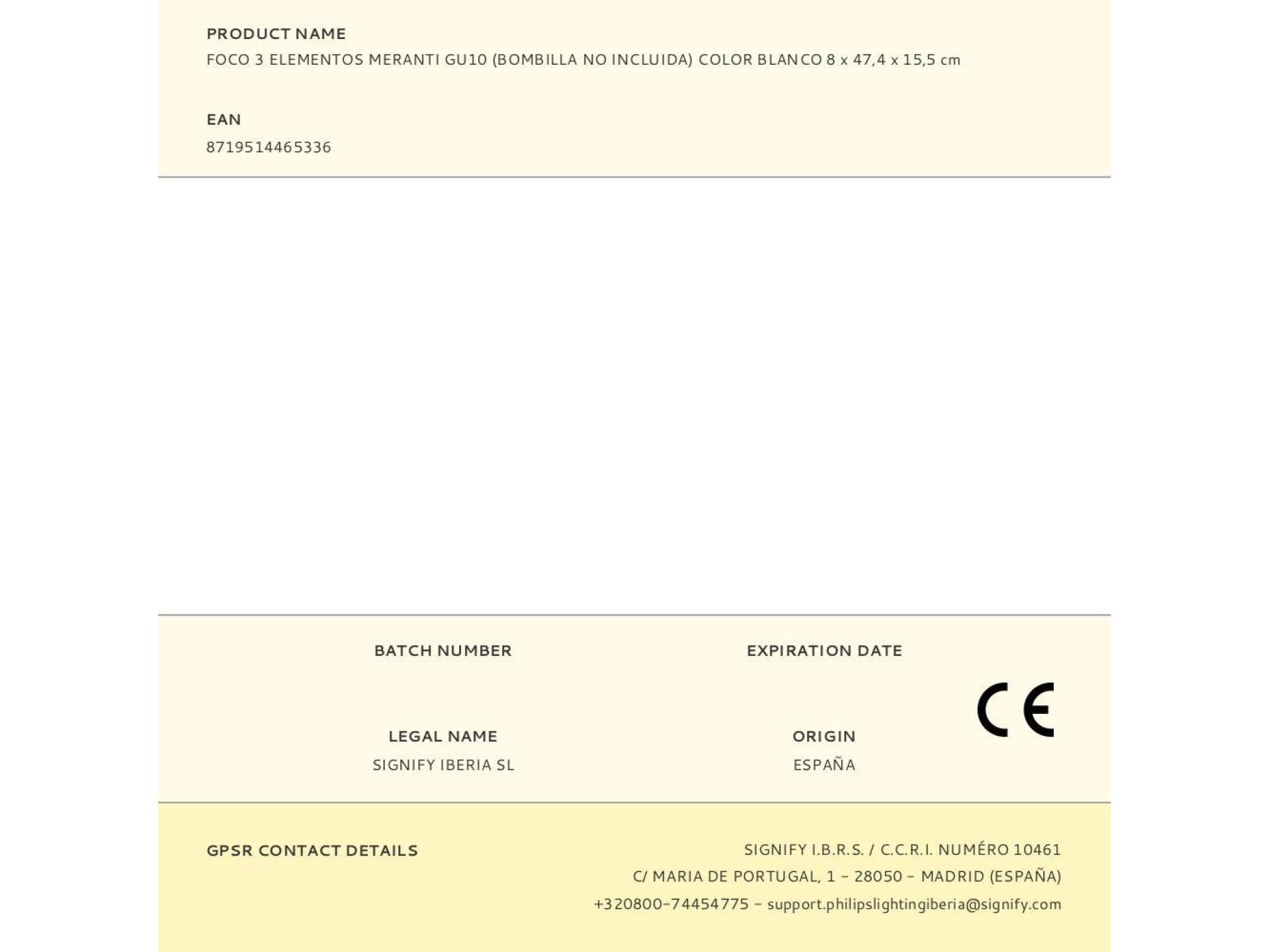 Meranti gu10 3-element spotlight (bulb not included) white 8 x 47.4 x 15.5 cm