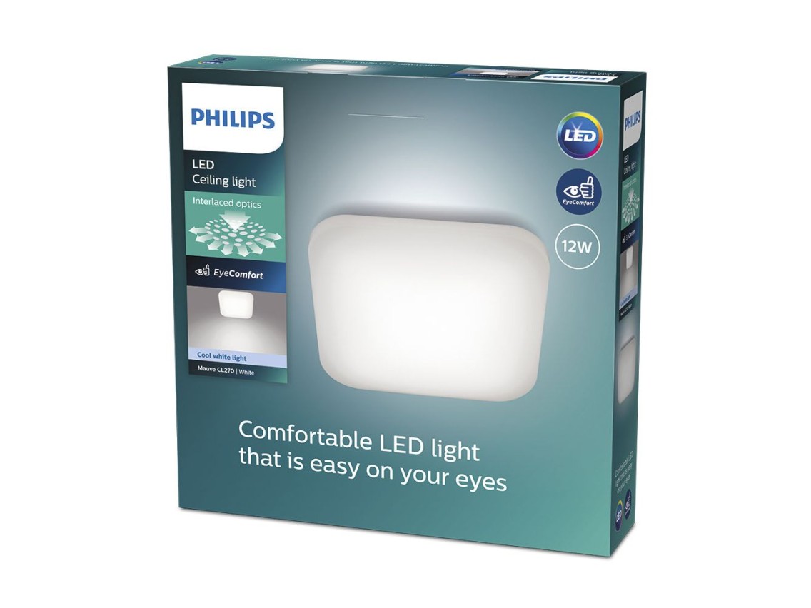 Candeeiro de teto quadrado luz natural mauve luz día 12 w 4000 k 1300 lm 26 x 26 x 6,5 cm