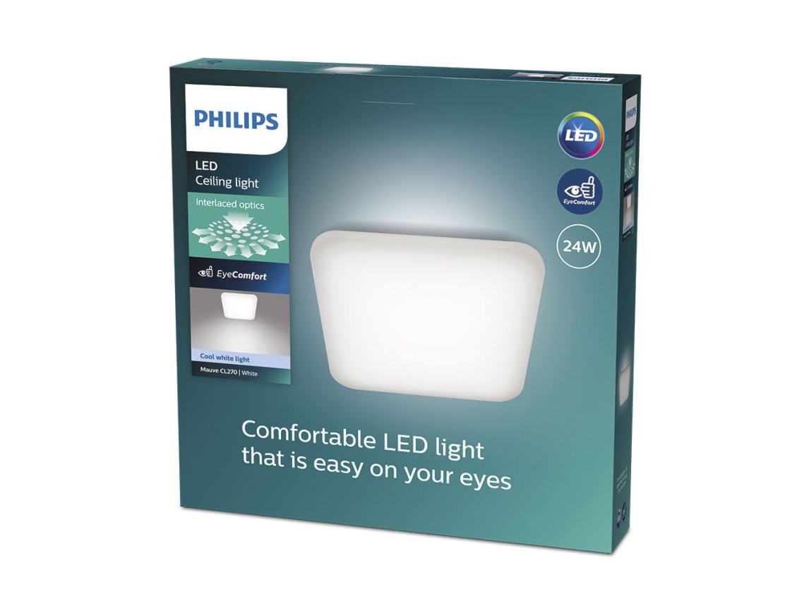 Candeeiro de teto quadrado mauve luz do dia 24 w 4000 k 3000 lm 43 x 43 x 7,5 cm