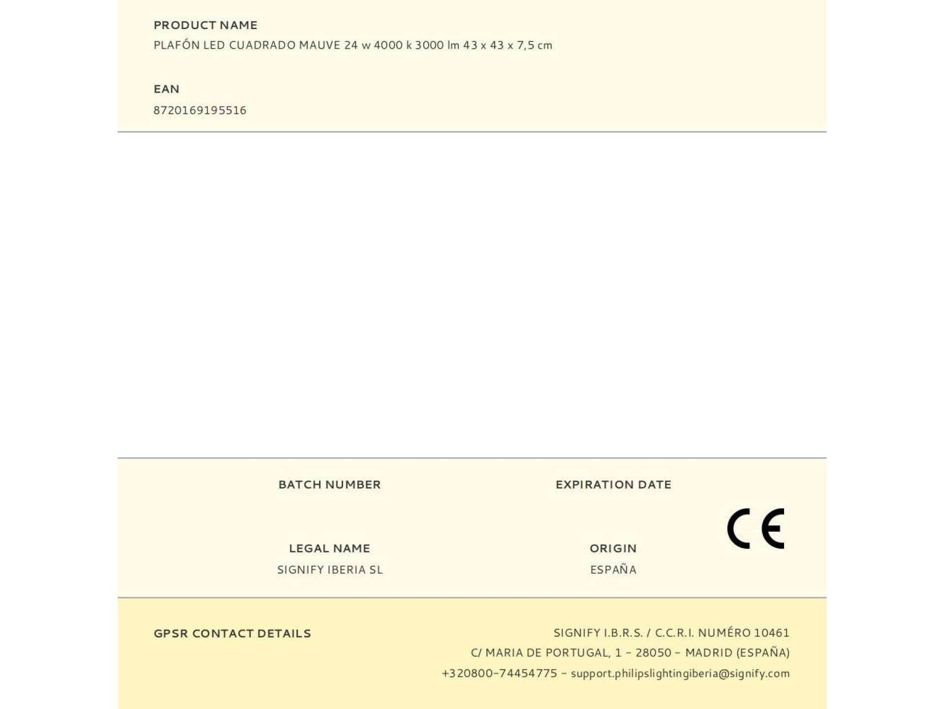 Candeeiro de teto quadrado mauve luz do dia 24 w 4000 k 3000 lm 43 x 43 x 7,5 cm