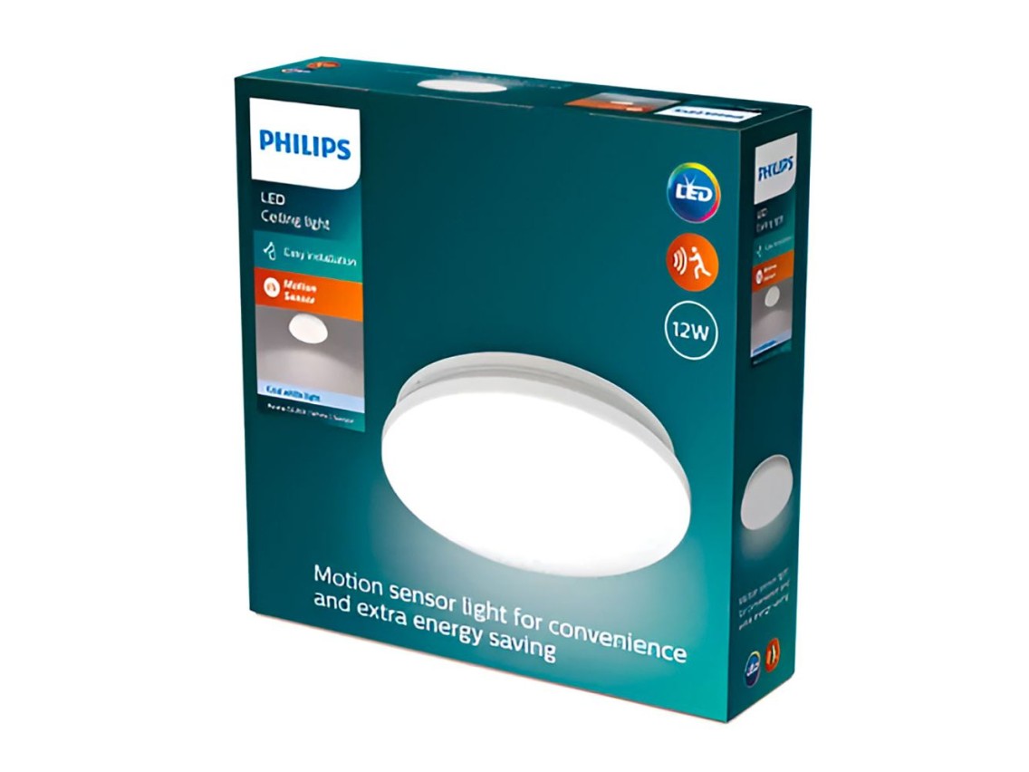Candeeiro de teto redondo com sensor, acuna, 12 w, 4000 k, 1500 lm, daylight, ø 24,5 cm