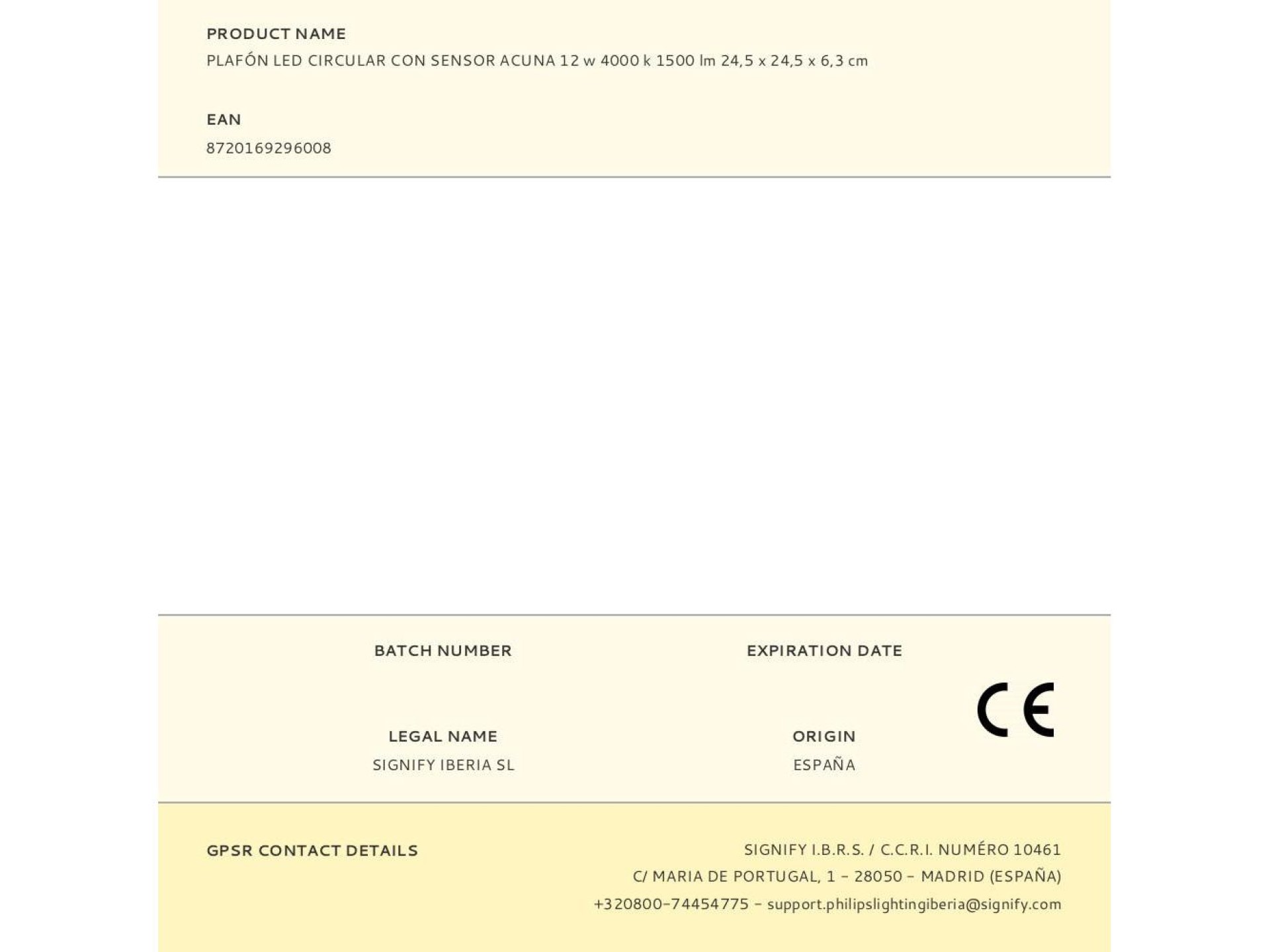 Candeeiro de teto redondo com sensor, acuna, 12 w, 4000 k, 1500 lm, daylight, ø 24,5 cm