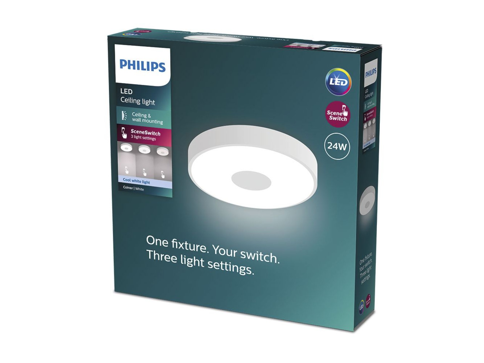 Coiner circular led ceiling light with intensity regulation 24 w 4000 k 2800 lm ø 38,9 x 8 cm