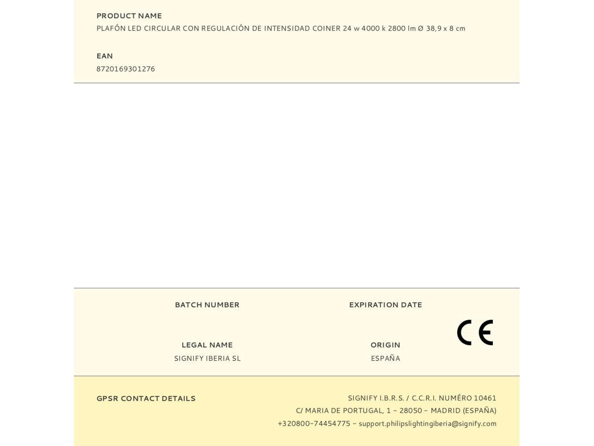 Coiner circular led ceiling light with intensity regulation 24 w 4000 k 2800 lm ø 38,9 x 8 cm