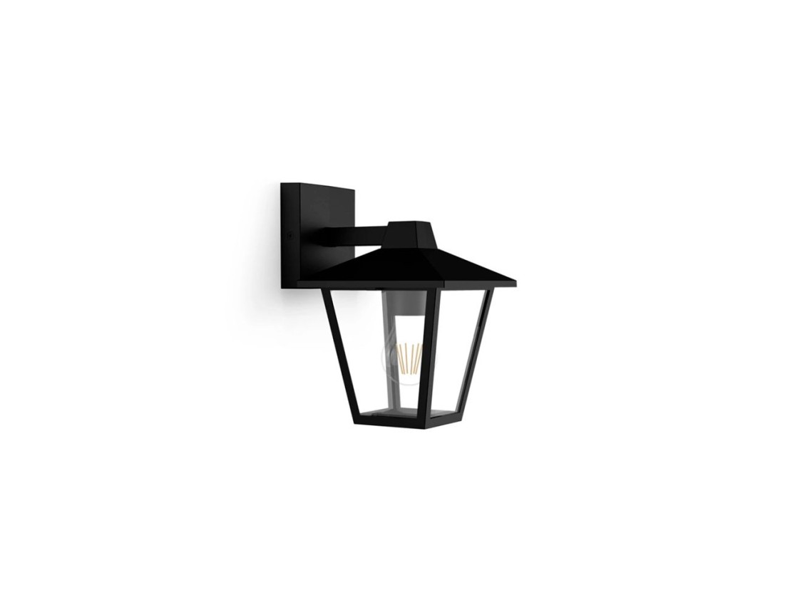 Candeeiro de parede exterior kinno e27 25 w sem lâmpada, preto, luz para baixo