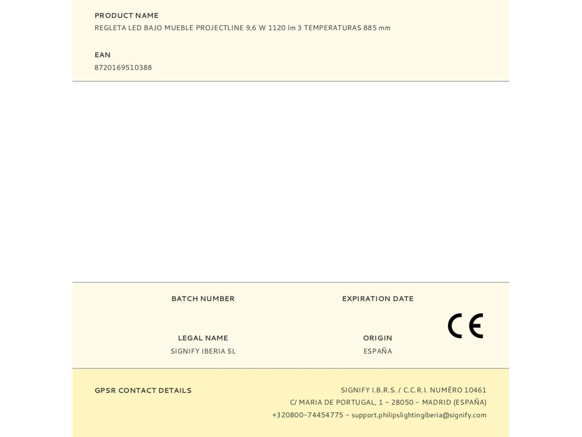 Projectline 9.5 w 1120 lm 3 temperatures 885 mm under-cabinet led strip