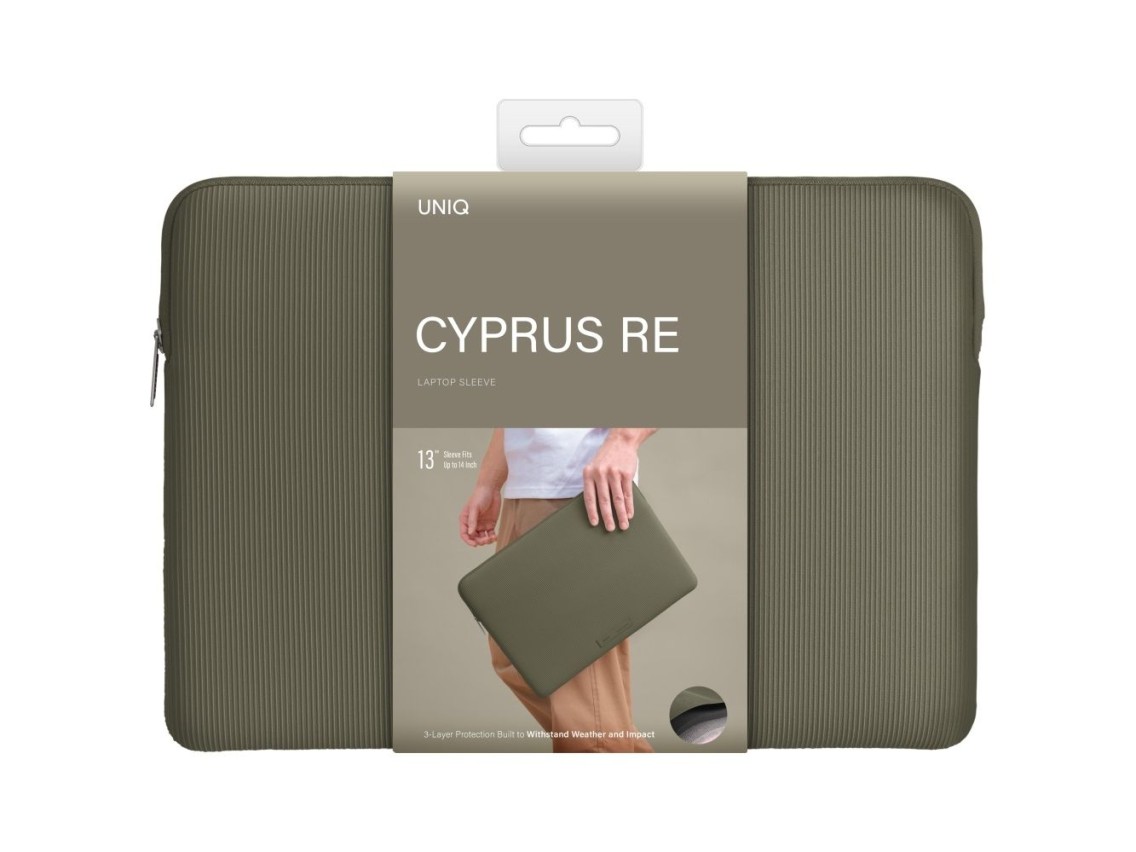 Bolsa para laptop Uniq Cyprus Ridge Edition para laptop de neoprene resistente à água de 14" - verde