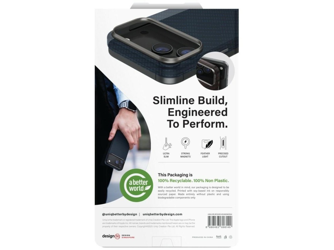 Funda de carga Uniq Keva EDGE Magclick para iPhone 17 Pro - Negra