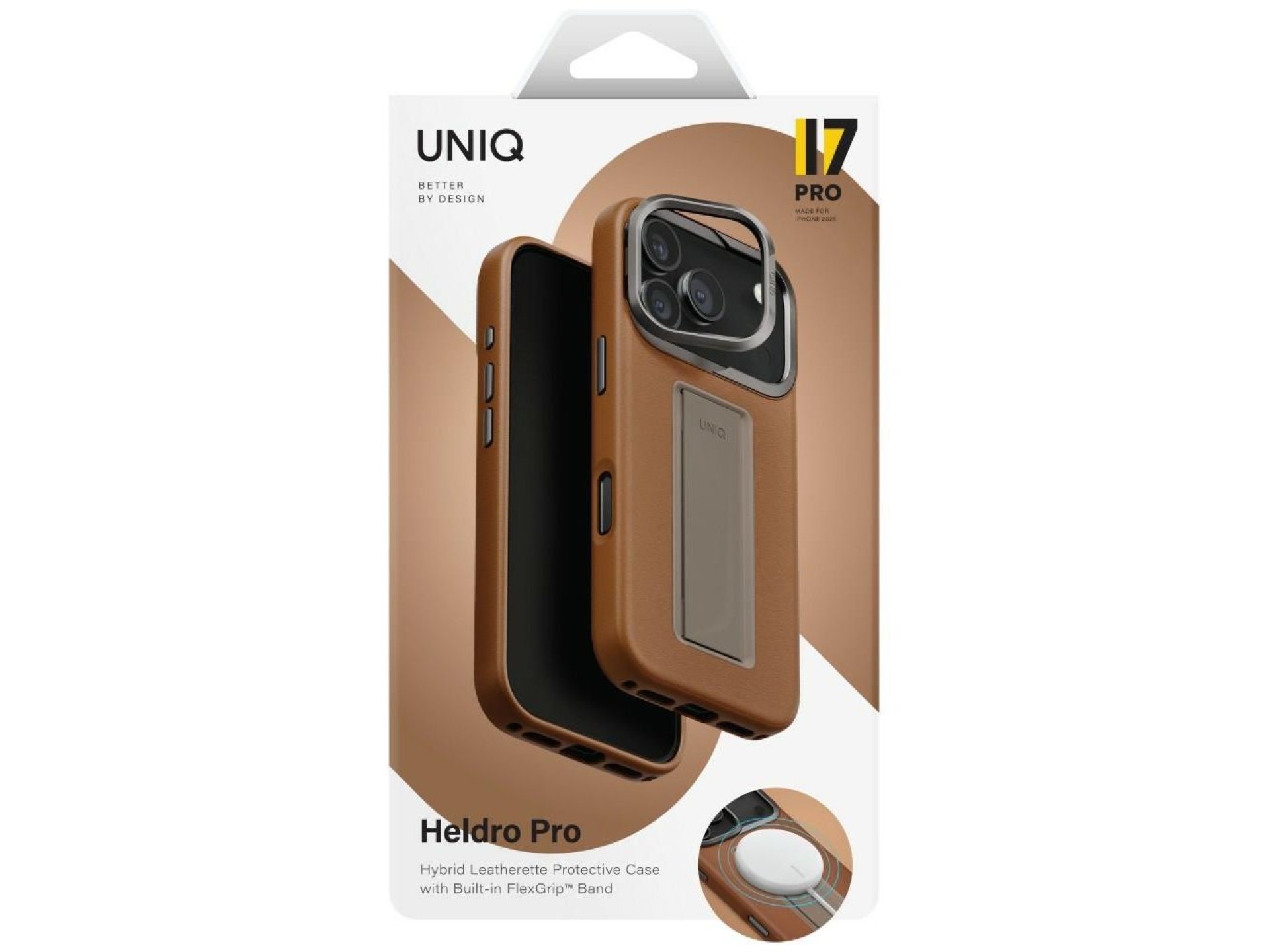 Funda de carga magnética Uniq Heldro Pro para iPhone 17 Pro - Marrón