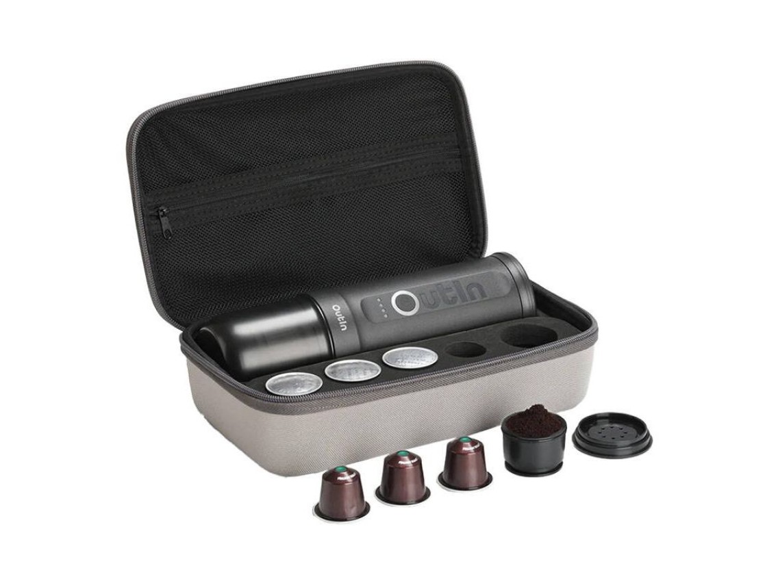 Outin Nano 7500mAh Portable Coffee Maker Set (Gray) + Protective Case