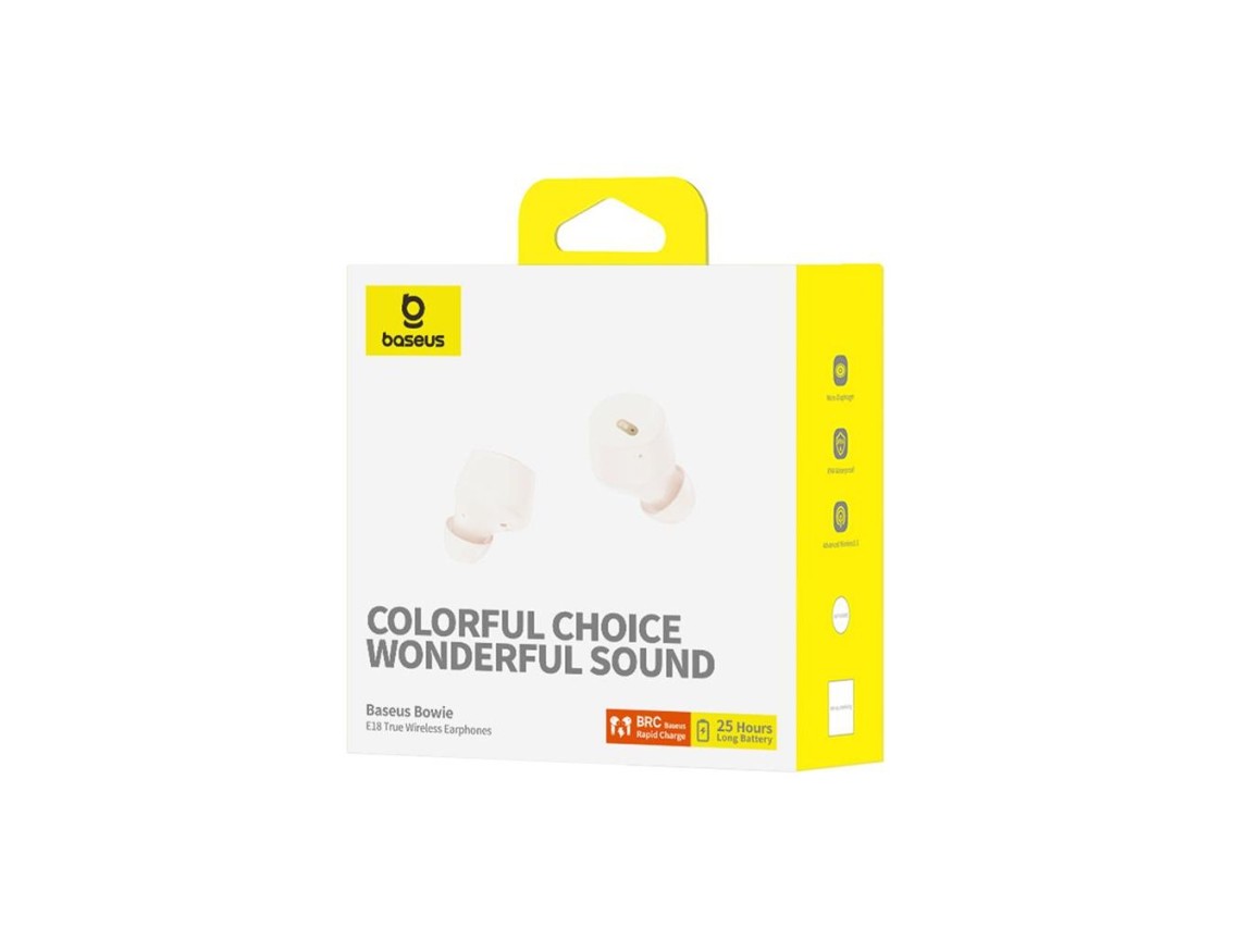 Fones de ouvido sem fio Baseus Bowie E18, branco estelar