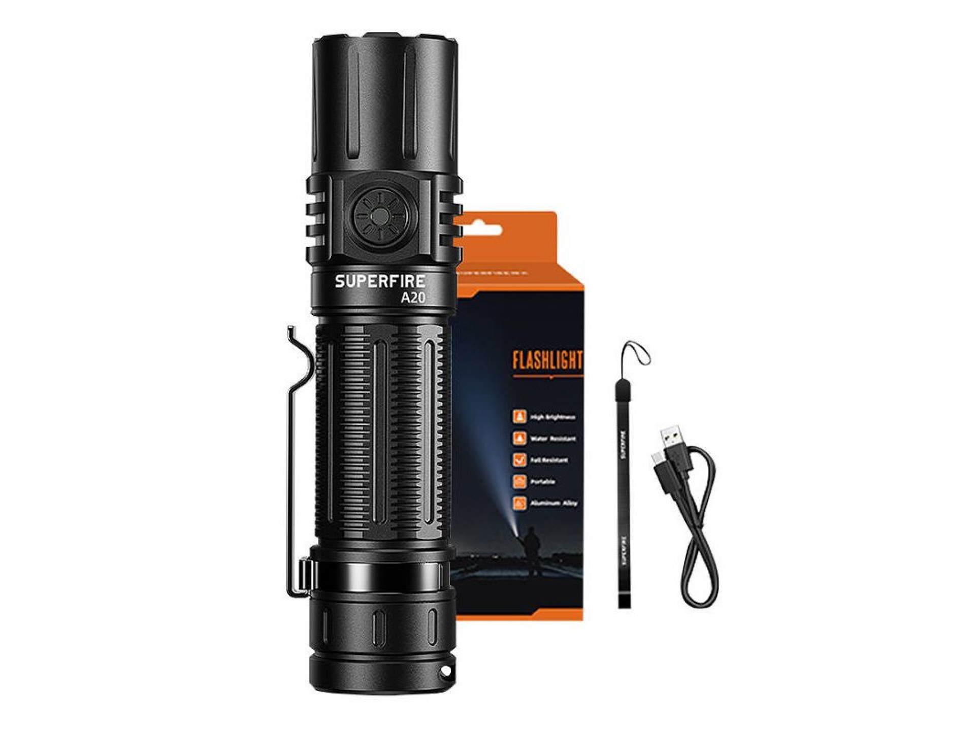 Linterna Superfire A20 – 1700lm, 300m, 5 modos