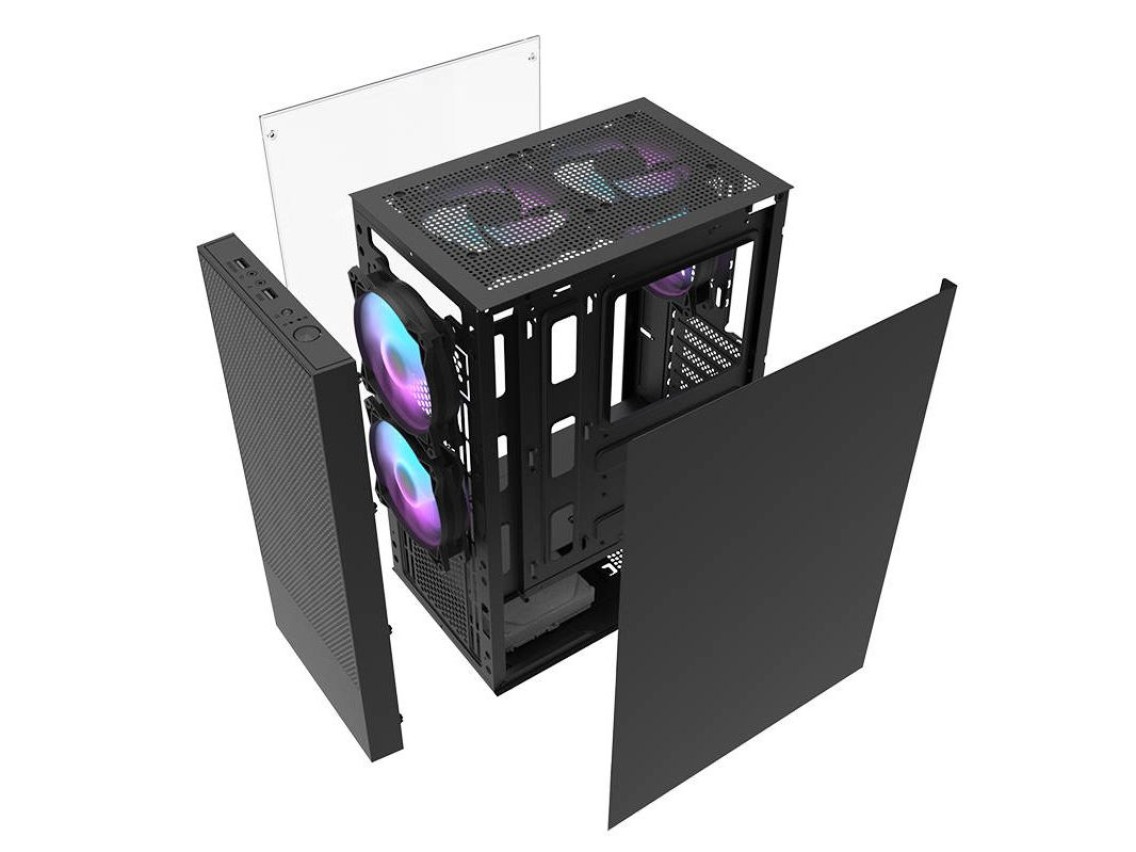 Gabinete para computador Darkflash A290 (preto) + 3 ventoinhas