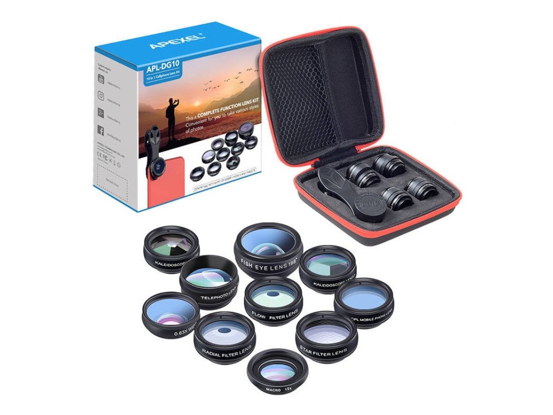 Kit de lentes para m�vil APEXEL APL-DG10 10 en 1 (negro)