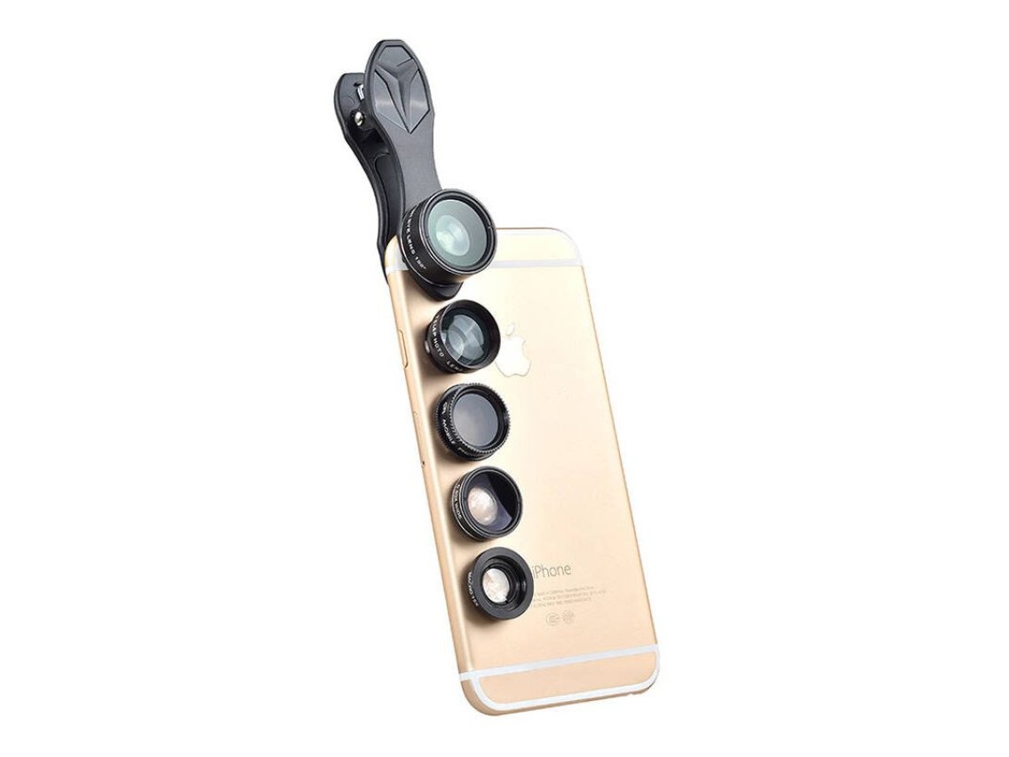 Mobile lens kit APEXEL APL-DG5H 5 in 1 universal (black)