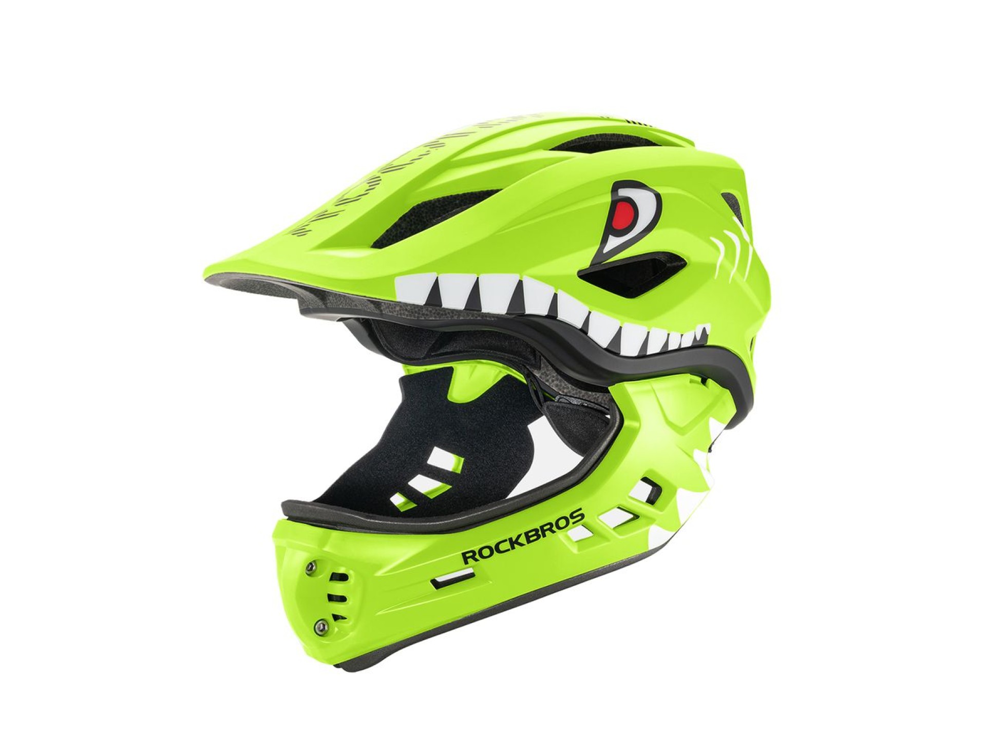 Rockbros TT-32003 Shark Children's Bike Helmet with Detachable Jaw Size S (48-52) - Green