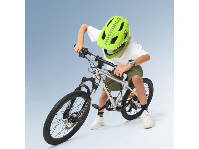 Casco de bicicleta infantil Rockbros TT-32004 Shark con mordaza desmontable, talla M (54-58), verde Casco de bicicleta infantil Rockbros TT-32004 Shark con mordaza desmontable, talla M (54-58), verde