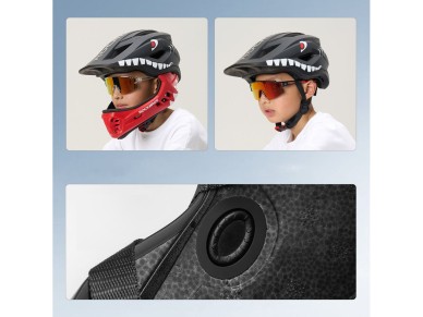 Capacete infantil para bicicleta Rockbros TT-32005 Shark com protetor de mand�bula remov�vel, tamanh