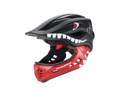 Casco de bicicleta infantil Rockbros TT-32006 Shark con mordaza desmontable, talla S (48-52), negro