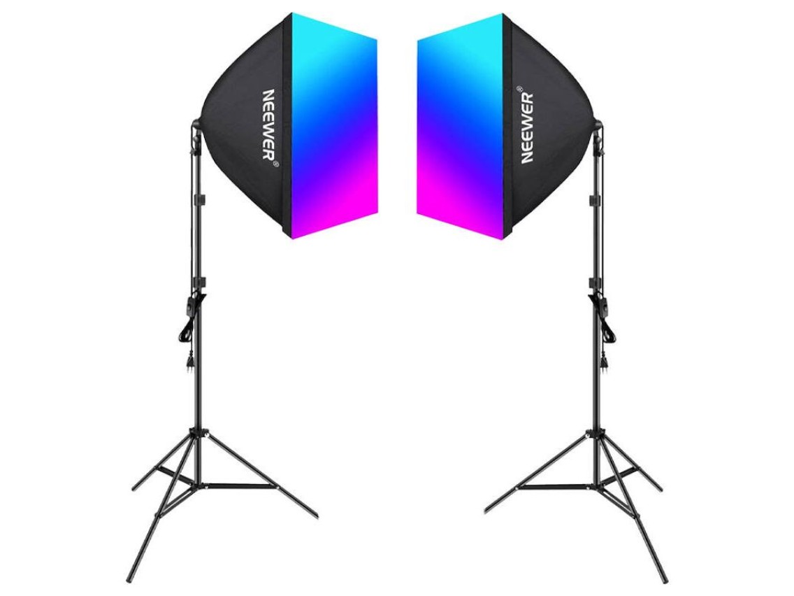 Kit Neewer NK800 two softboxes + bulbs RGB 24W 2700-6500K + tripods + barndoors