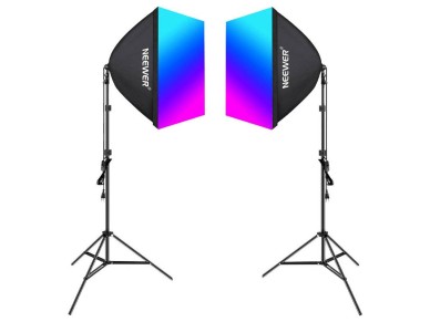 Kit Neewer NK800 two softboxes + bulbs RGB 24W 2700-6500K + tripods + barndoors