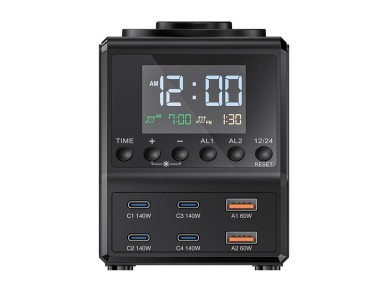Blitzwolf BW-FW10 alarm clock with charger 2xUSB-A, 4xUSB-C, 240W