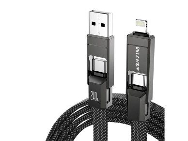 Blitzwolf BW-HDC7 4-in-1 USB+C+Lightning cable 240W 1.2m (black)