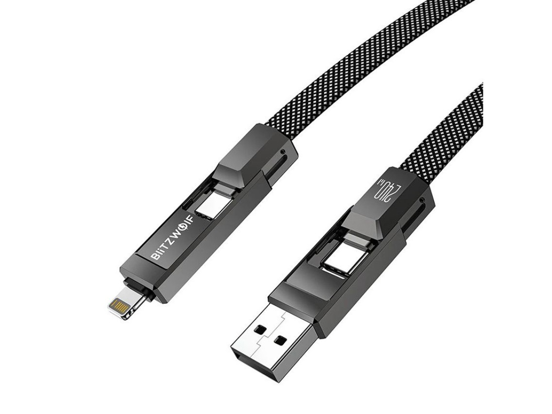 Blitzwolf BW-HDC7 4-in-1 USB+C+Lightning cable 240W 1.2m (black)