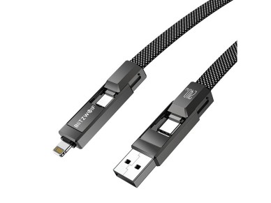 Blitzwolf BW-HDC7 4-in-1 USB+C+Lightning cable 240W 1.2m (black)