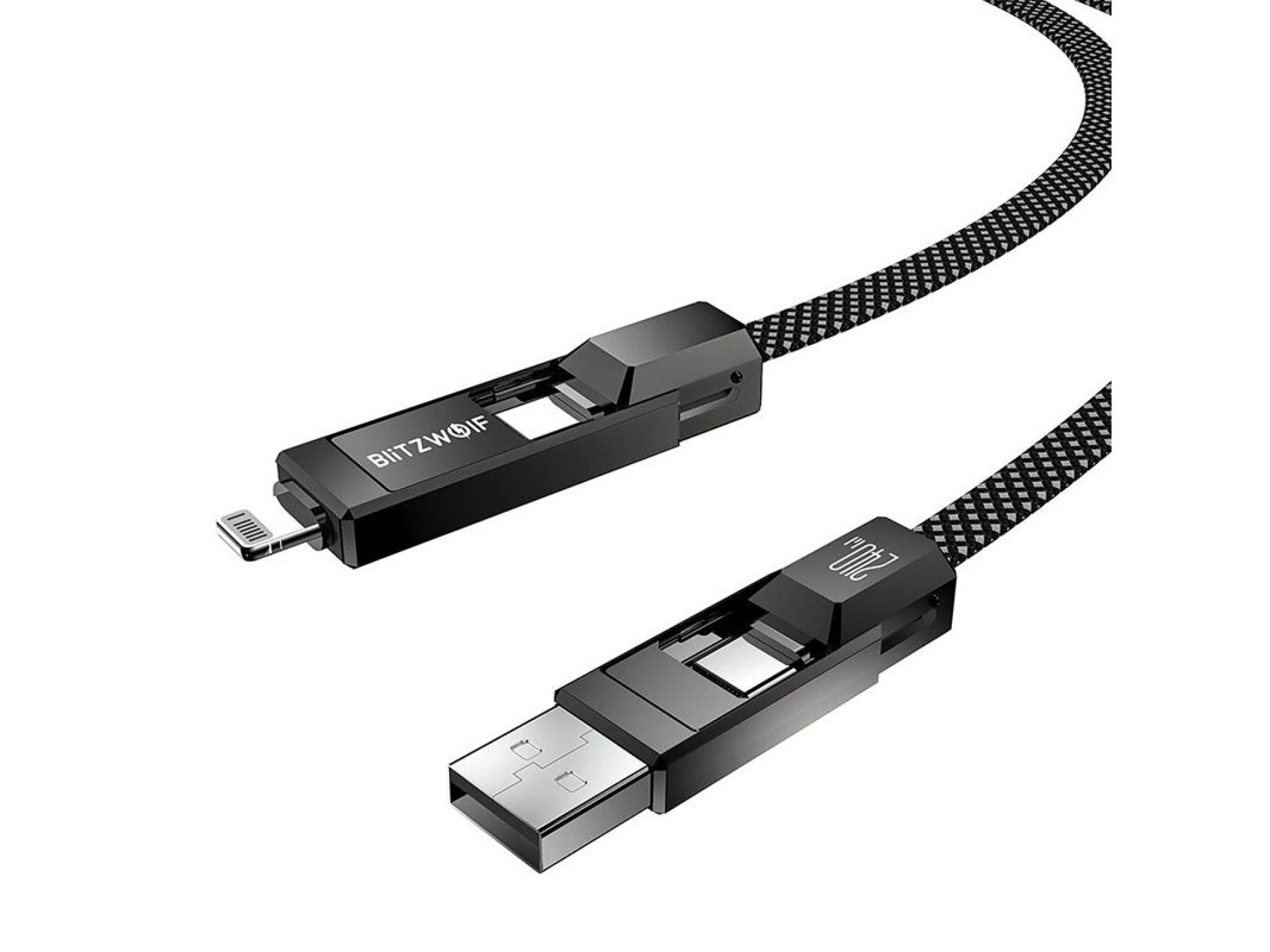 Cabo Blitzwolf BW-HDC7 4 em 1 USB+C+Lightning 240W 1,2m (preto)