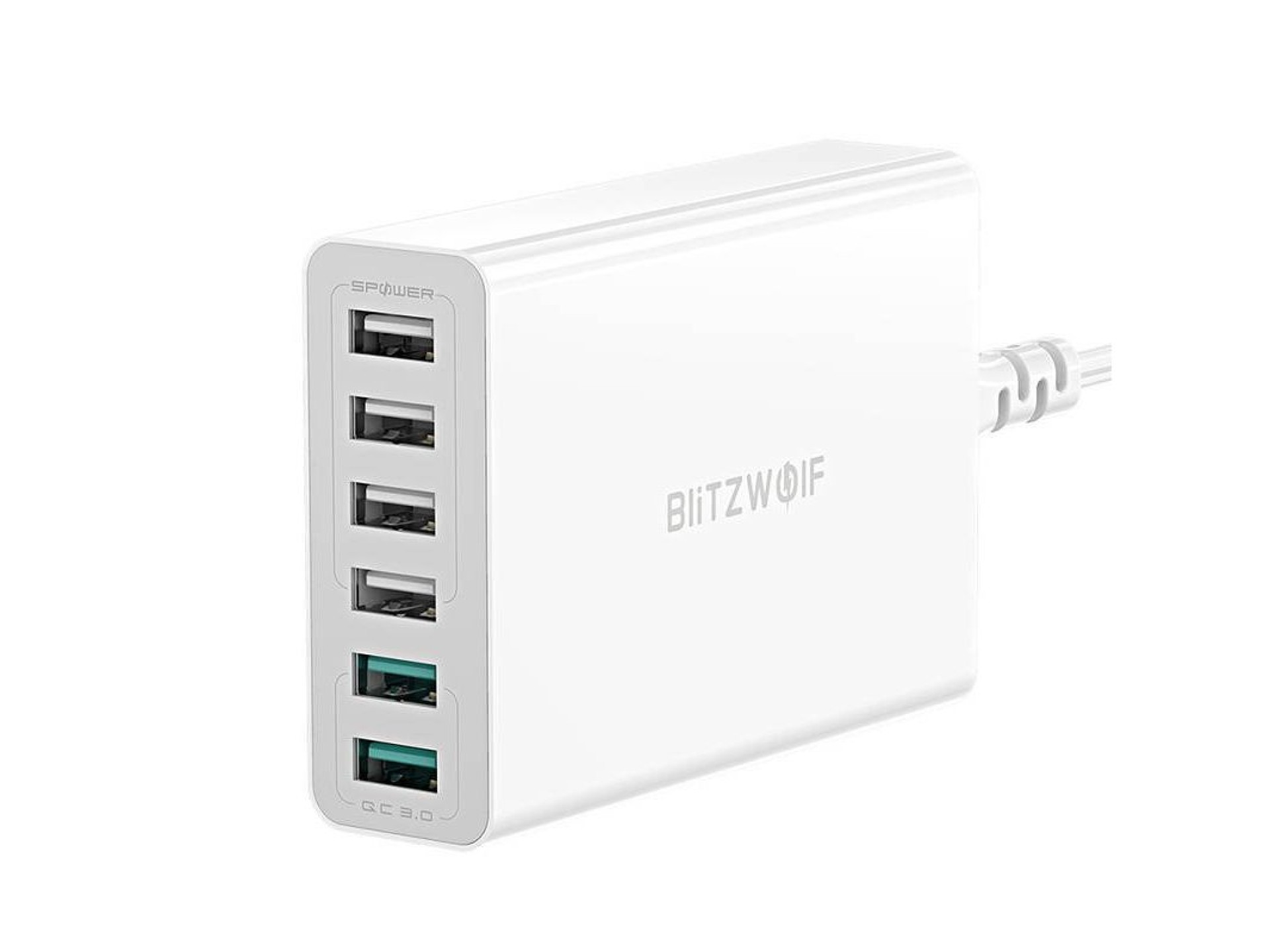 Carregador 6x USB Blitzwolf BW-S15, QC 3.0, 60 W (branco)