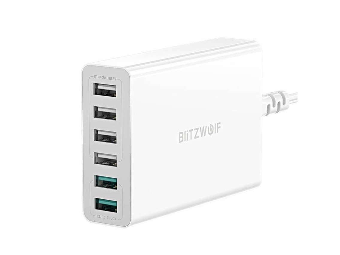 Carregador 6x USB Blitzwolf BW-S15, QC 3.0, 60 W (branco)