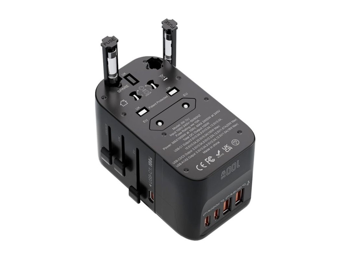 Adaptador de viaje 5 en 1 Blitzwolf BW-TA2 (2 x USB PD + 2 x C QC + C GaN 100 W)