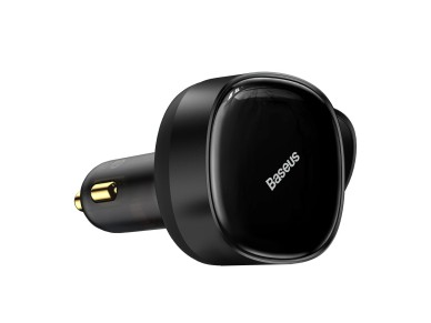 Cargador de coche Baseus Enjoyment Retráctil 2w1 30W negro con cable 2x USB-C