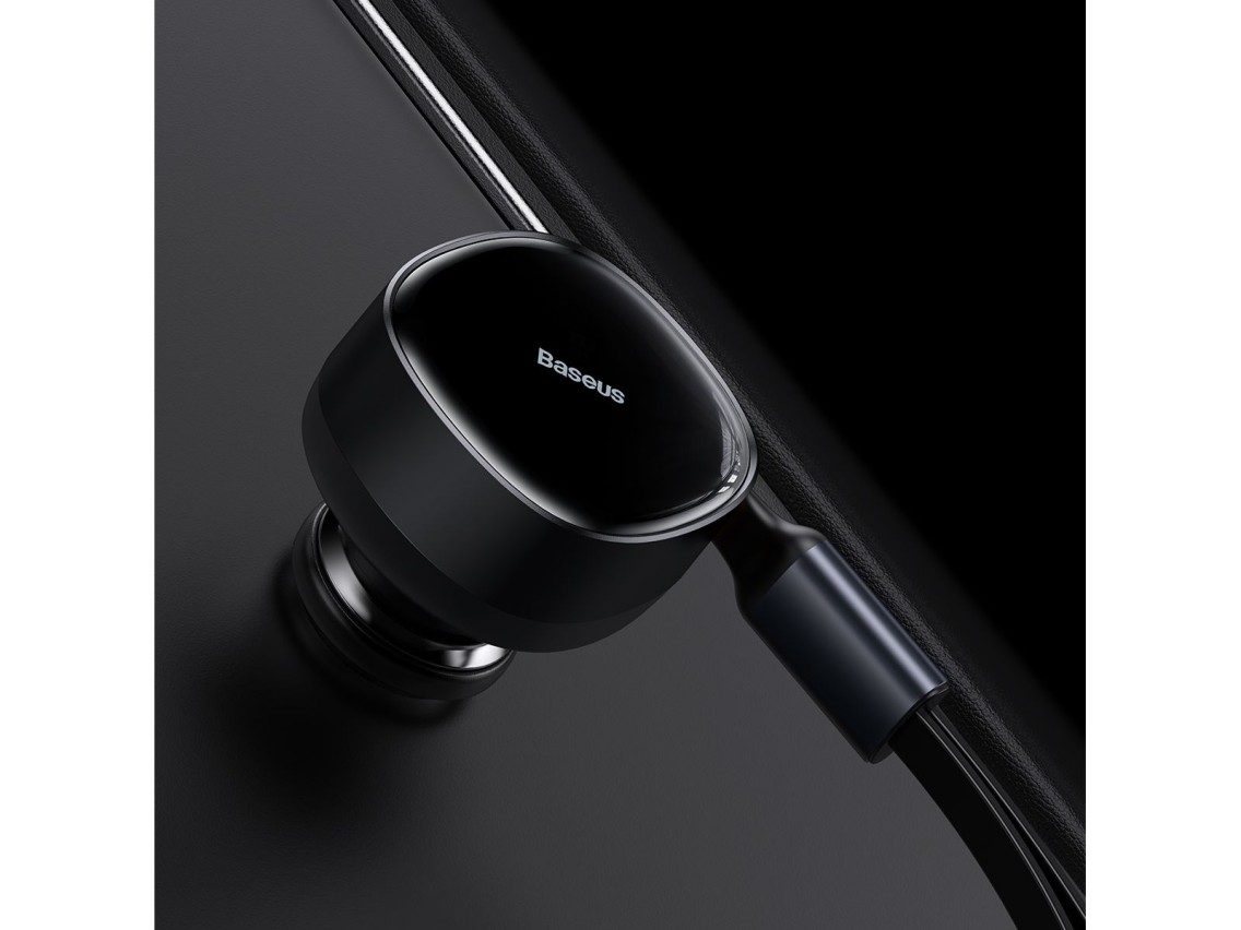 Baseus car charger Enjoyment Retractable 2w1 30W black with cable 2x USB-C
