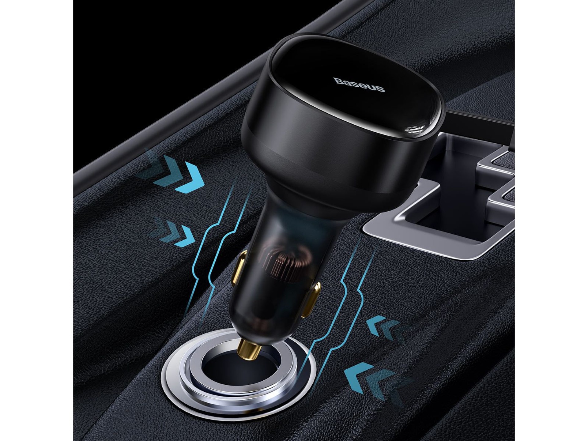 Baseus car charger Enjoyment Retractable 2w1 30W black with cable 2x USB-C