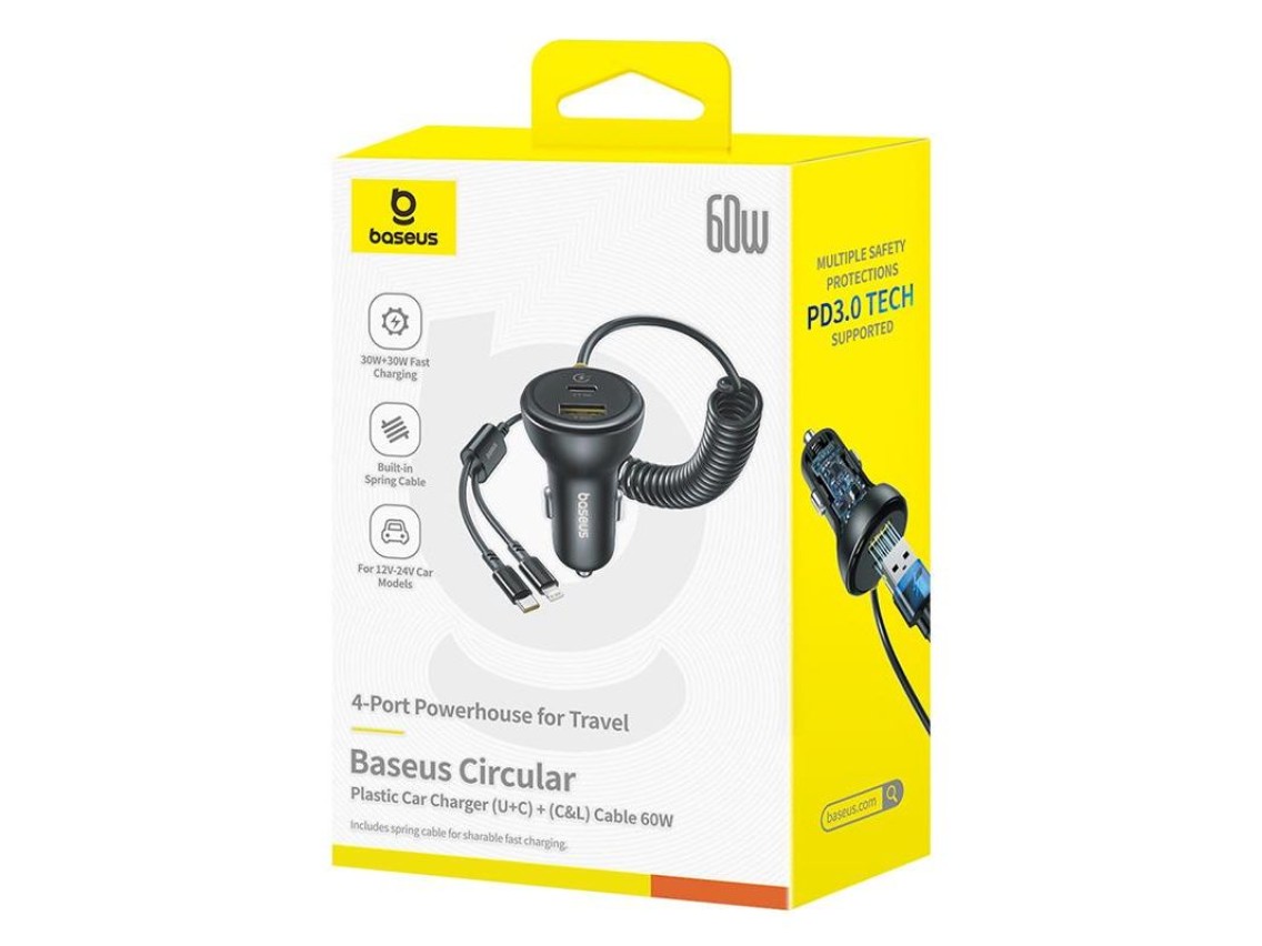 Baseus PD car charger 1x USB-C - USB-C port 60W black