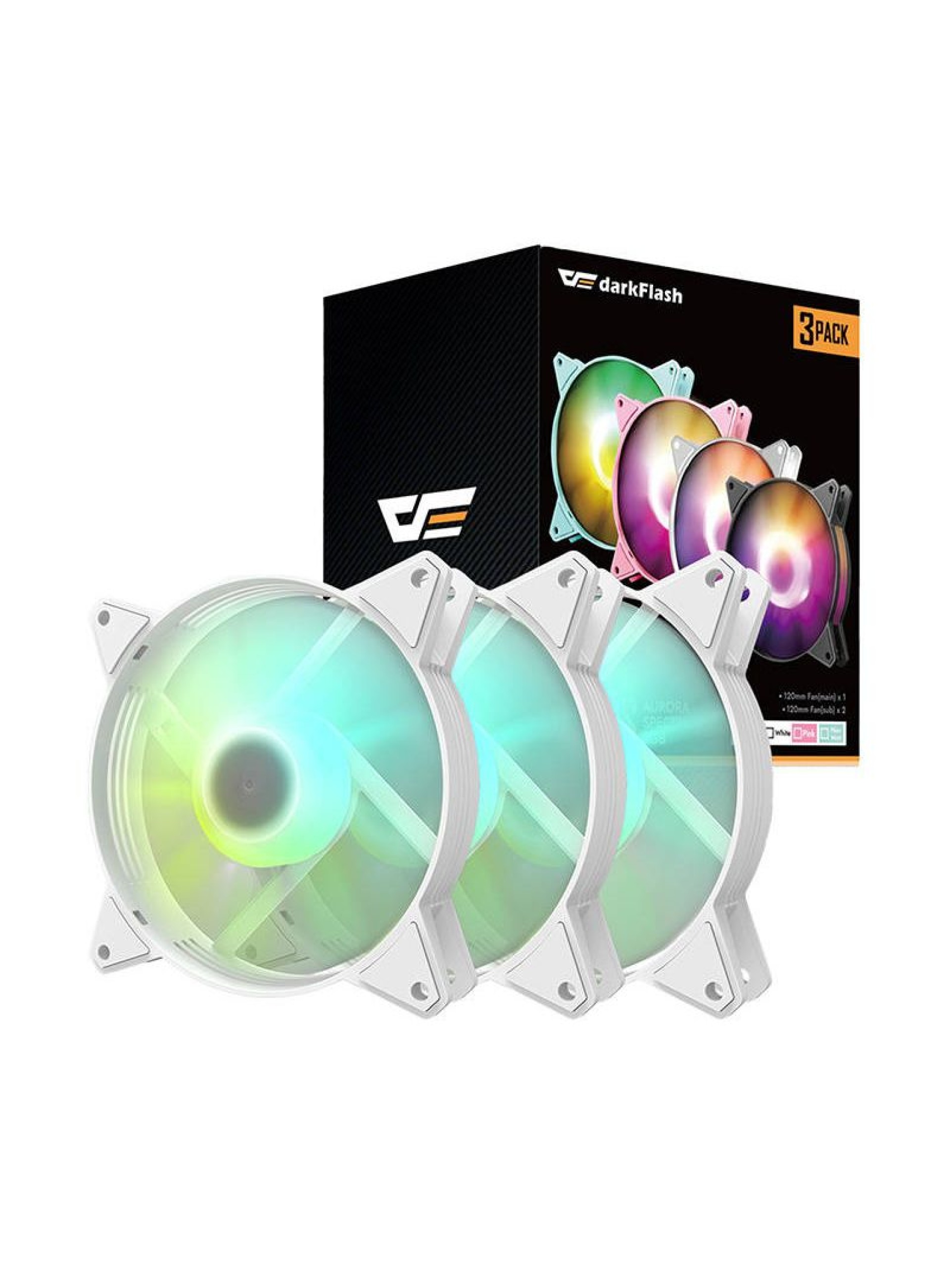 Juego de ventiladores para computadora ARGB Darkflash C6 3 en 1 120x120 (blanco)
