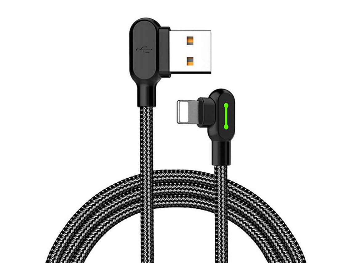 Cabo USB Lightning Angular Mcdodo CA-4671 LED, 1,2 m (Preto)