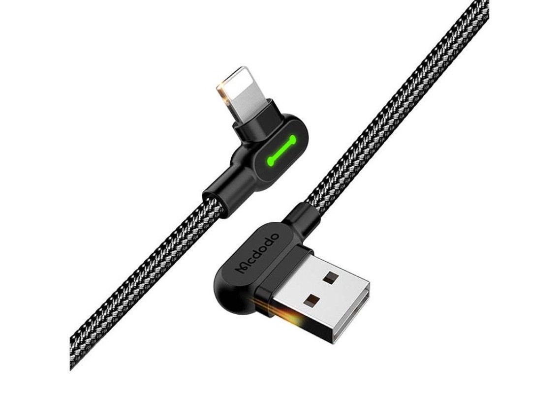 USB to Lightning cable, Mcdodo CA-4673, angled, 1.8m (black)