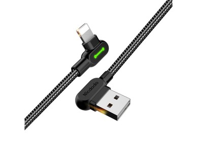 USB to Lightning cable, Mcdodo CA-4673, angled, 1.8m (black)