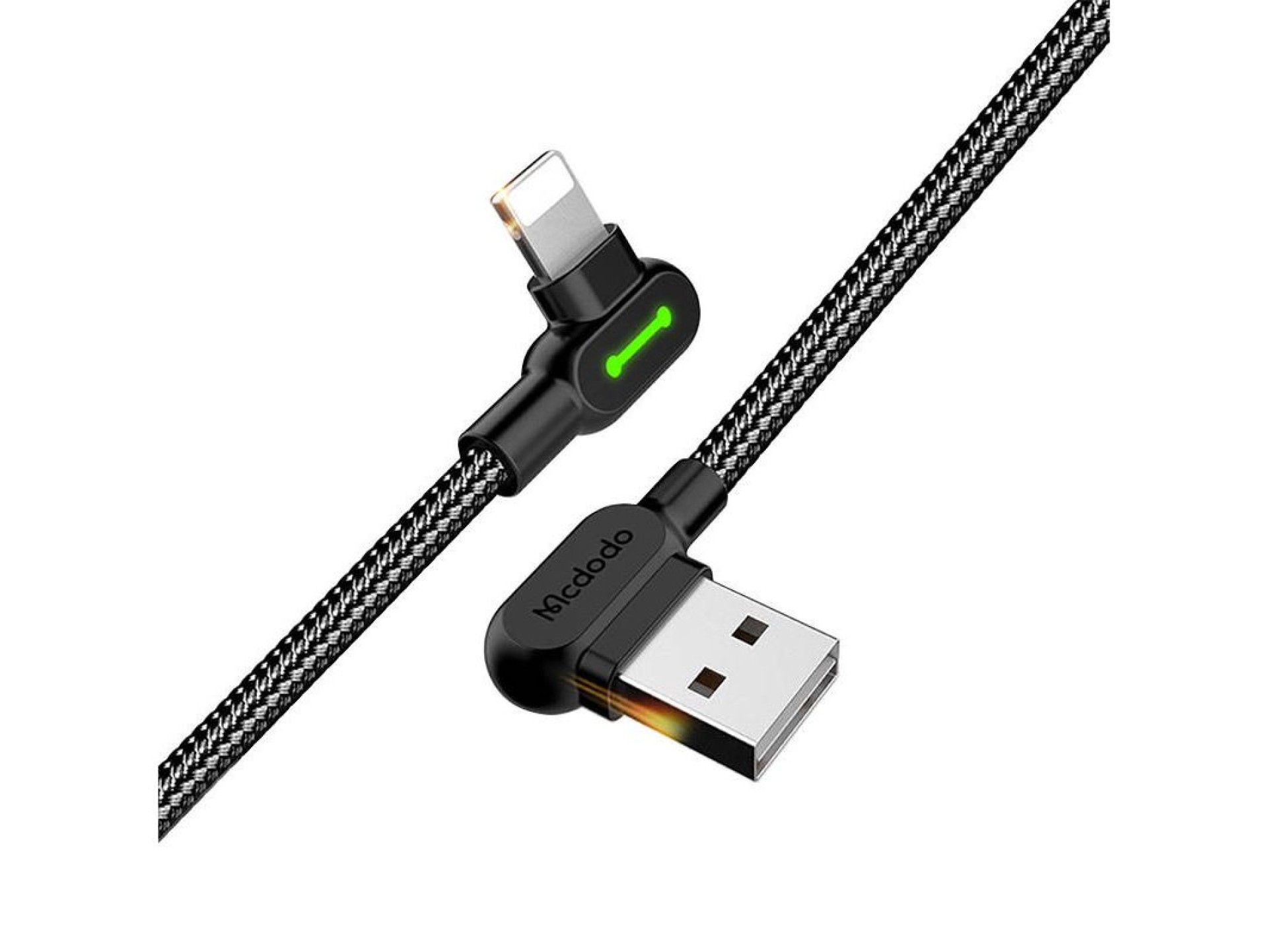 USB to Lightning cable, Mcdodo CA-4673, angled, 1.8m (black)