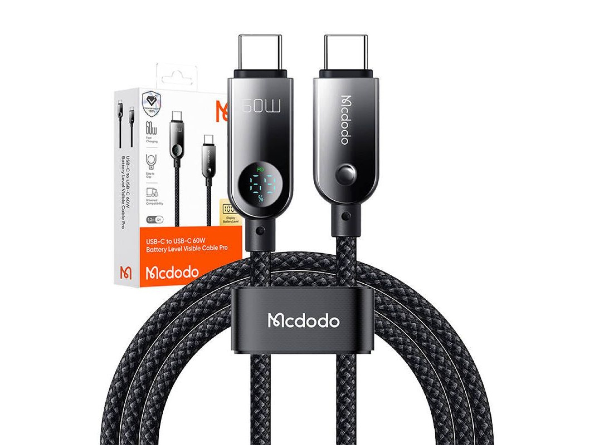 Mcdodo CA-4780 USB-C to USB-C 60W data cable 1.2m (black)