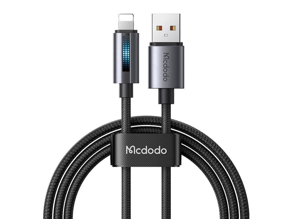 Cabo USB-A para Lightning Mcdodo CA-5660 com luz piscante de 1,2 m (preto)